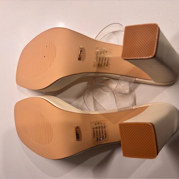 Billini Elegant Bone Clear Block Heel Sandals - Picture 5 of 9